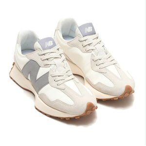 NEW BALANCE 327 Unisex W9.5/M8 Casual Sneakers Shoes Moonbeam Grey Leather LOGO
